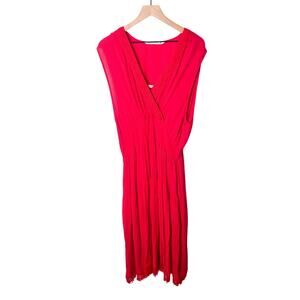 3/$20 ⭐️ Given Kale Red Wrap Midi Dress Plus 2X Tiered Sleeveless Casual Fringe